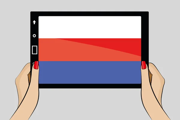 Tablet with flag of Serbia — Stock Vector