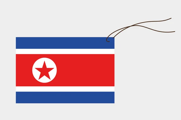 Etiket ile Kuzey Kore bayrağı — Stok Vektör