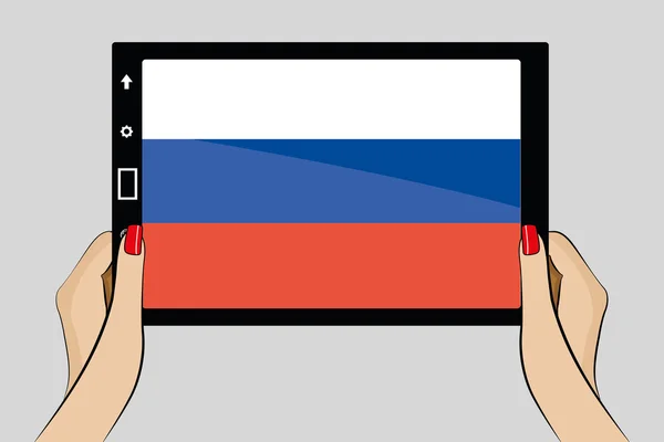 Tablet with flag of Russia — Stock Vector