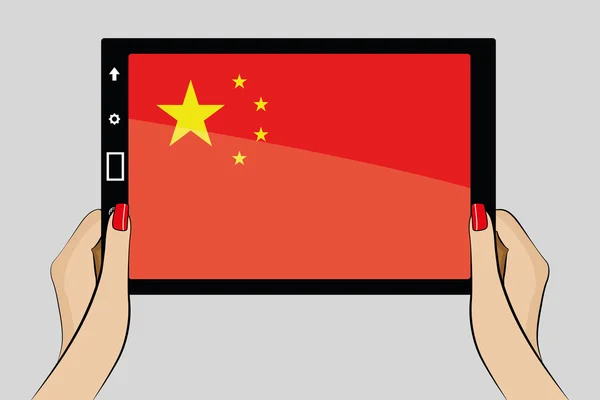 Tablette mit Flagge aus China — Stockvektor
