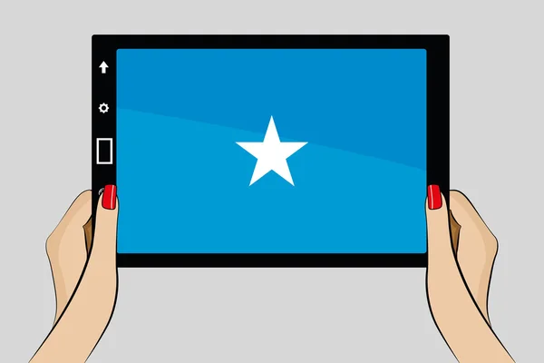 Somali bayrağı ile tablet — Stok Vektör