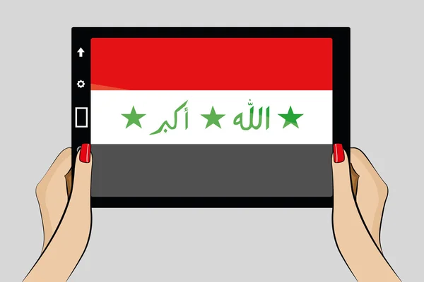 Irak bayrağı ile tablet — Stok Vektör