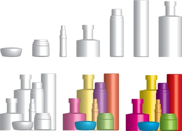 Illustratie van verschillende cosmetica containers — Stockfoto