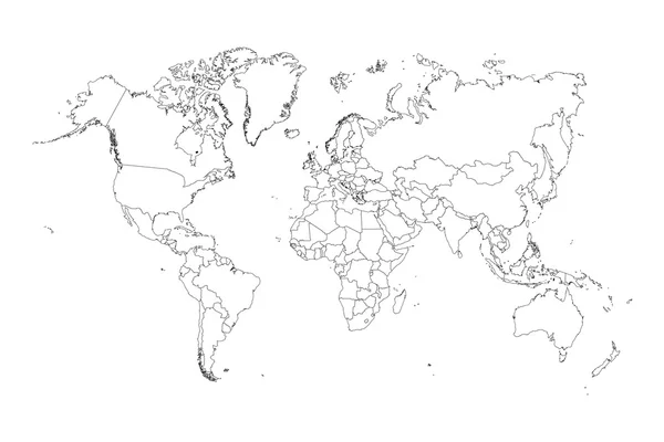 Illustration de contour très fin du monde (avec pays — Photo