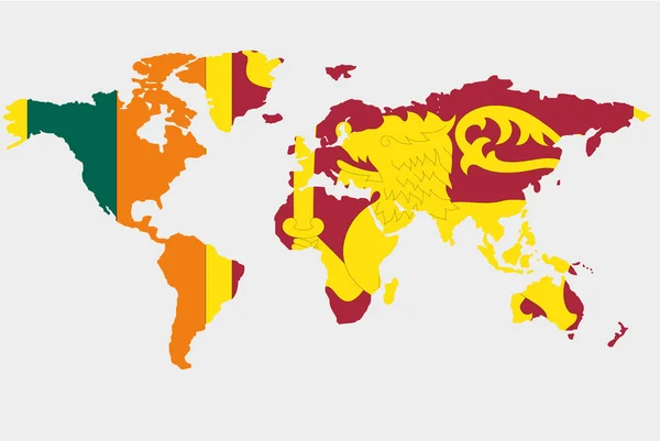 Il mondo con la bandiera di Sri Lanka — Vettoriale Stock