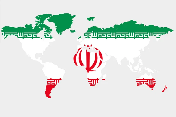 De wereld met vlag van iran — Stockvector