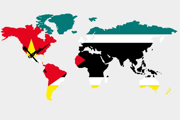 De wereld met de vlag van mozambique — Stockvector