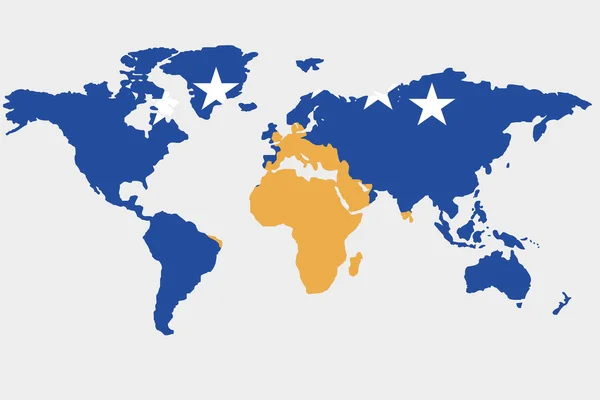El mundo con bandera de Kosovo — Vector de stock
