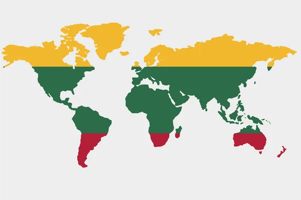 Il mondo con la bandiera di Lithuania — Vettoriale Stock