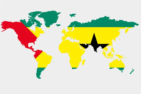 The world with flag of Sao Tome E Principe — Stock Vector