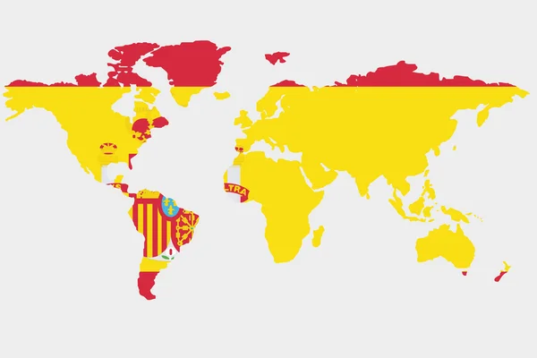 El mundo con bandera de España — Vector de stock