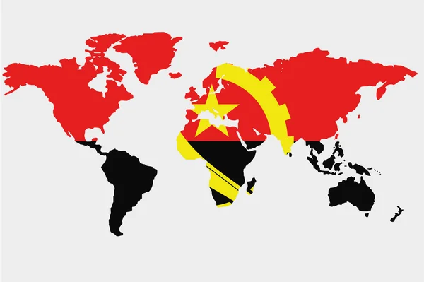 De wereld met vlag van angola — Stockvector