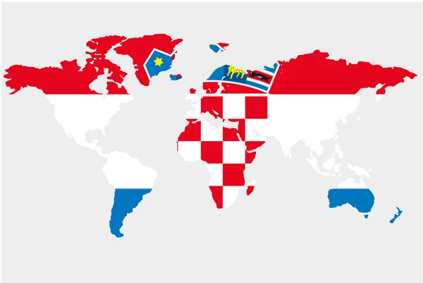 Na świecie z Flaga Chorwacji — Wektor stockowy