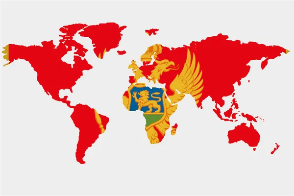 Le monde avec le drapeau du Monténégro — Image vectorielle