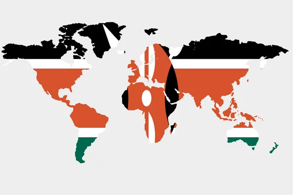 De wereld met vlag van Kenia — Stockvector