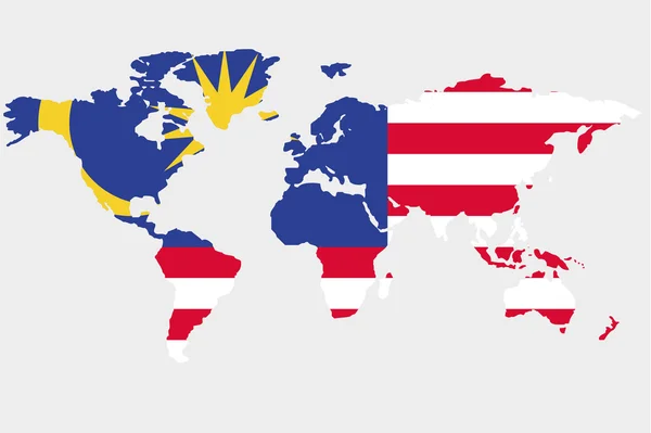 The world with flag of Malaysia — Stock Vector