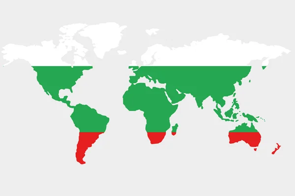 De wereld met de vlag van Bulgarije — Stockvector