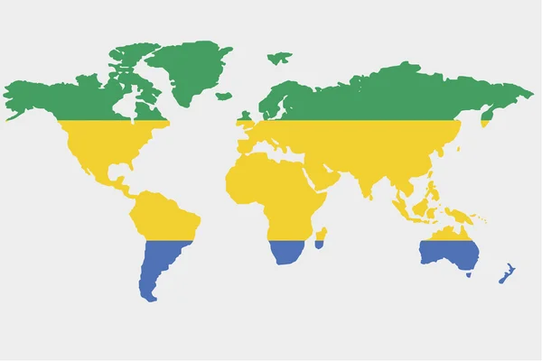 Il mondo con la bandiera di Gabon — Vettoriale Stock