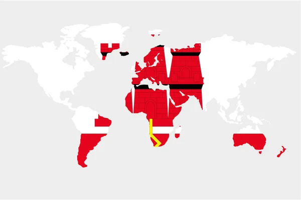 Мир с флагом Гибралтара — стоковый вектор