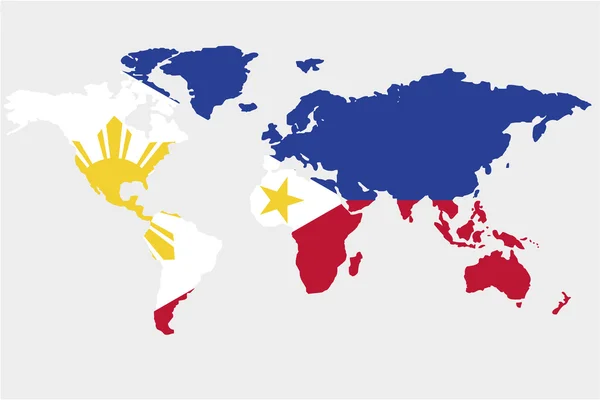 Filipinler bayrağı ile dünya — Stok Vektör