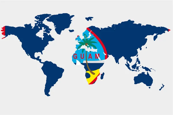 괌의 국기와 함께 세계 — 스톡 벡터