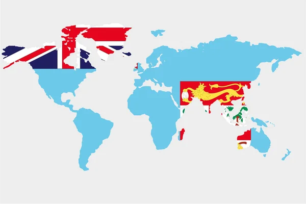 El mundo con la bandera de Fiji — Vector de stock