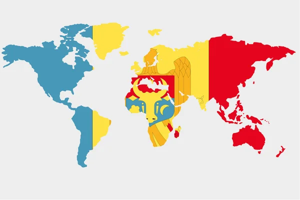 El mundo con la bandera de Moldova — Vector de stock