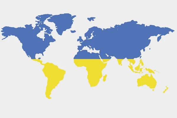 De wereld met vlag van Oekraïne — Stockvector