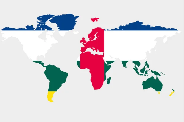 Orta Afrika Cumhuriyeti bayrağı ile dünya — Stok Vektör