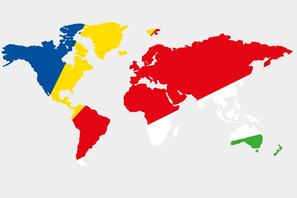 De wereld met de vlag van Seychellen — Stockvector