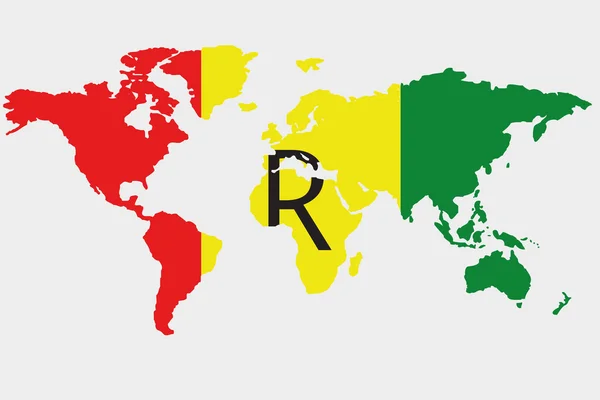 The world with flag of Rawanda — Stock Vector
