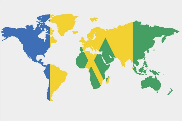 O mundo com a bandeira de São Vicente e Granadinas — Vetor de Stock