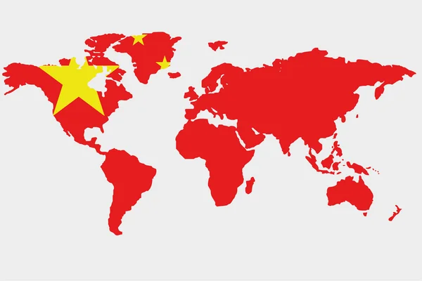 De wereld met vlag van china — Stockvector