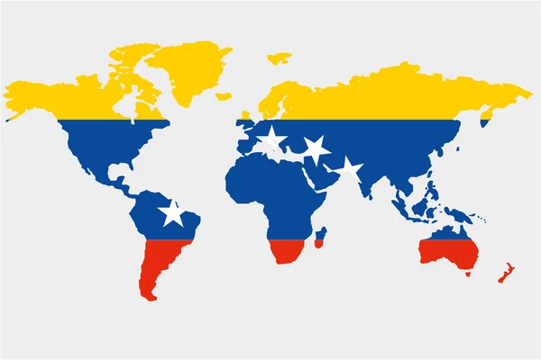 Die welt mit der fahne von venezuela — Stockvektor