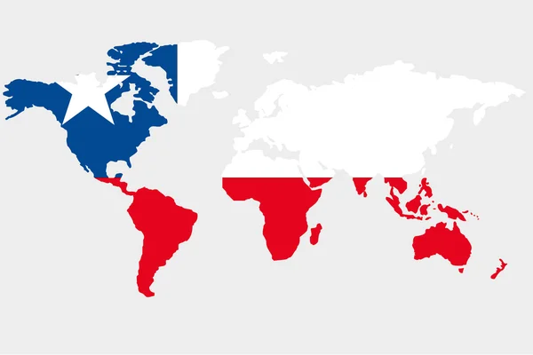 El mundo con bandera de Chile — Vector de stock