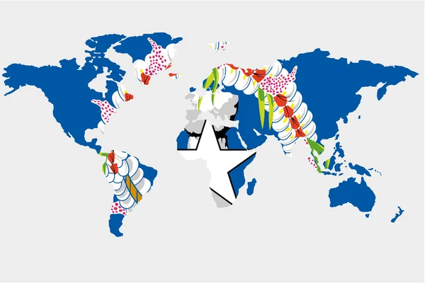 El mundo con bandera de Marianas — Archivo Imágenes Vectoriales