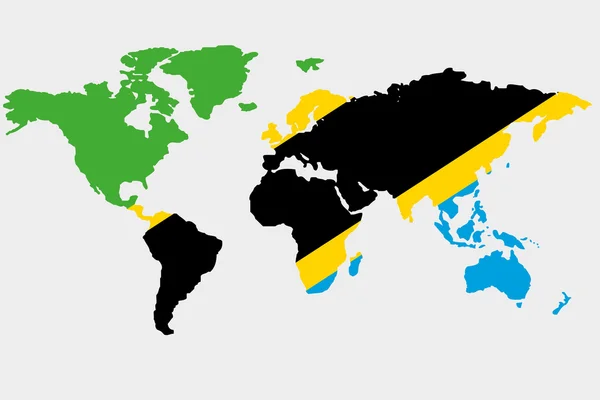 Die Welt mit der Flagge von Tansania — Stockvektor
