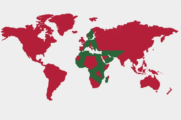 El mundo con la bandera de Marruecos — Vector de stock