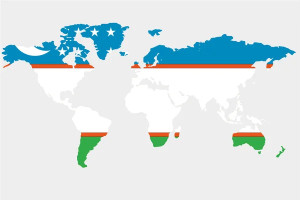 De wereld met vlag van Oezbekistan — Stockvector