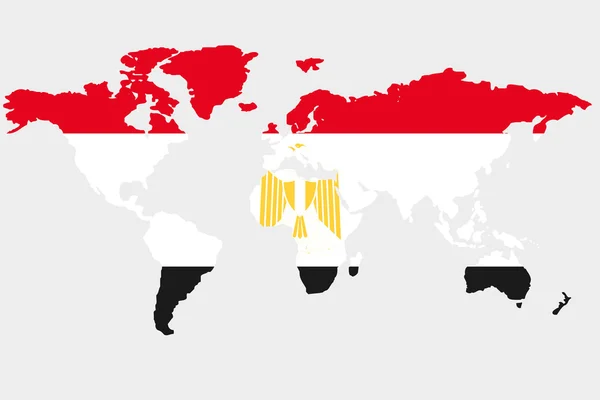 El mundo con bandera de Egipto — Vector de stock