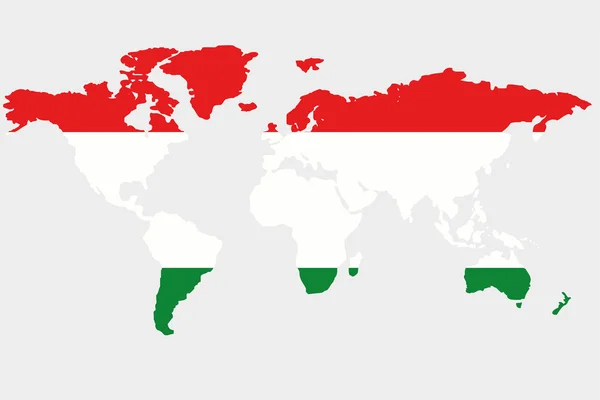 Die Welt mit der Flagge Ungarns — Stockvektor
