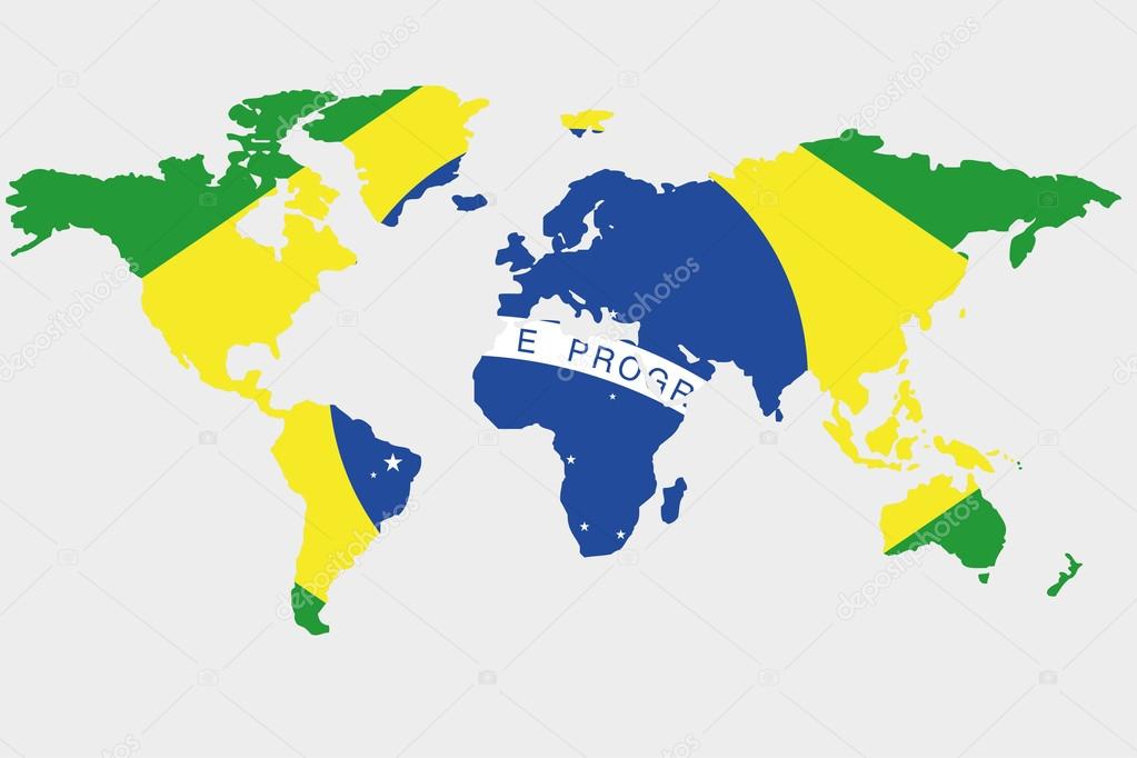 o mundo com a bandeira do Brasil — Vetor de Stock ...