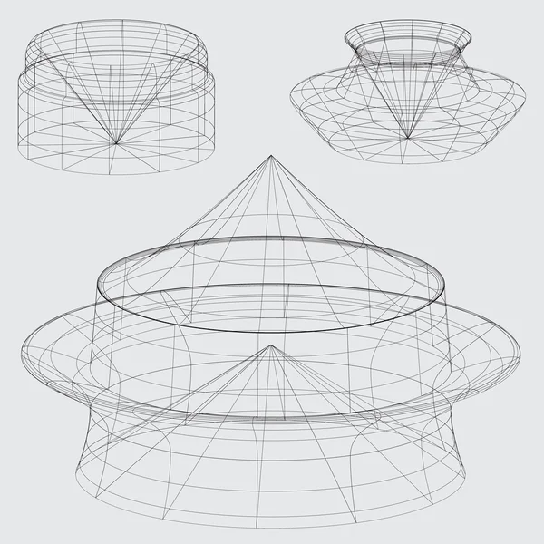 Wireframe i olika former på grå bakgrund — Stockfoto