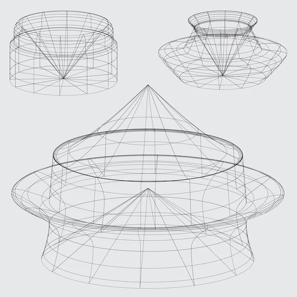 Tel çerçeve gri arka plan üzerinde çeşitli şekiller — Stok Vektör