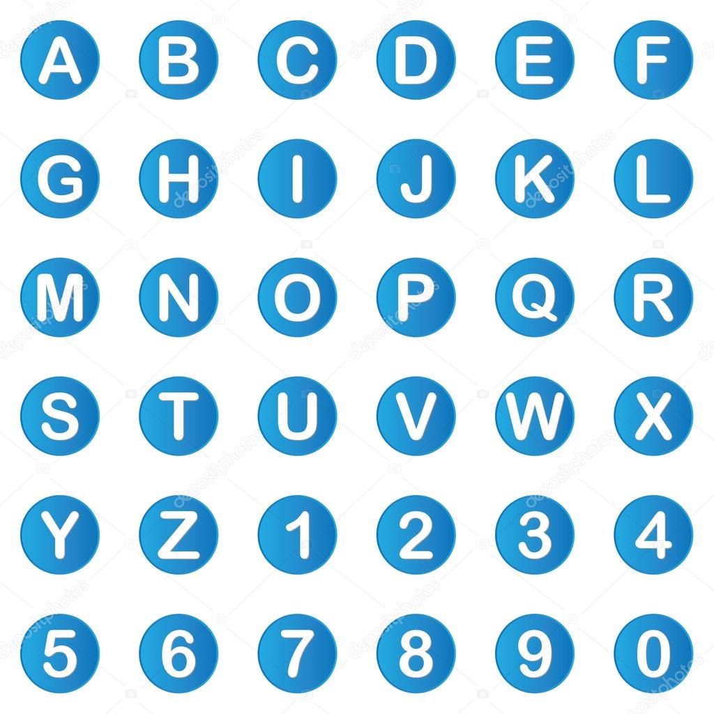 Blue 3d alphabet with numbers