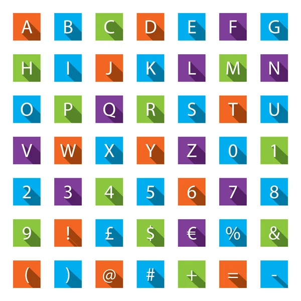 Flat A-Z Alphabet Icon Set com sombras longas — Fotografia de Stock