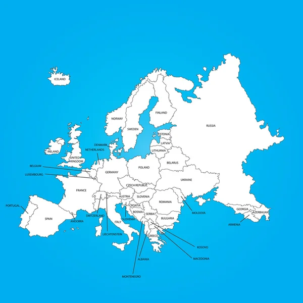 Outline on clean background of the continent of Europe — Stock Photo, Image