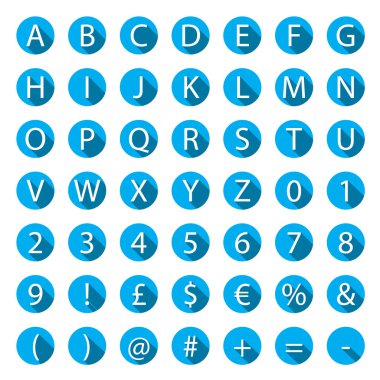 düz a-z alfabe simgesi ile uzun gölgeler seti