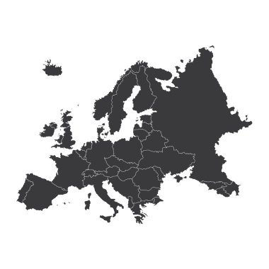Outline on clean background of the continent of Europe clipart