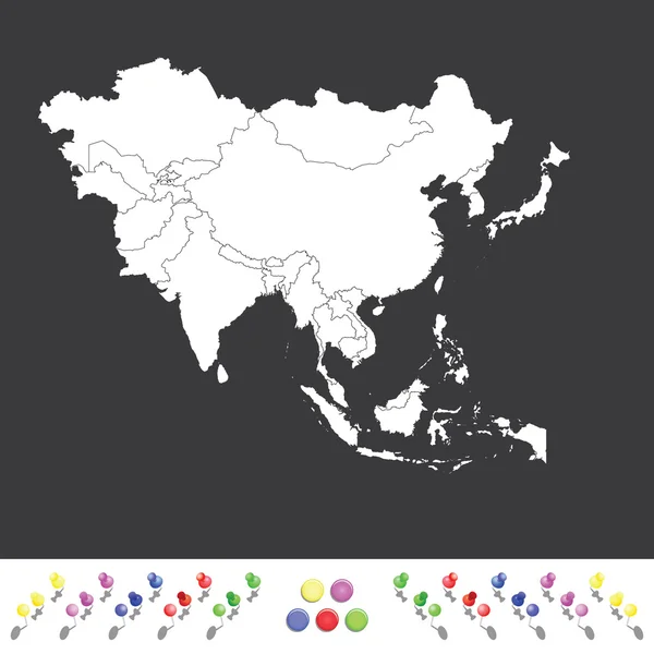 Skissera på ren bakgrund av den asiatiska kontinenten — Stock vektor